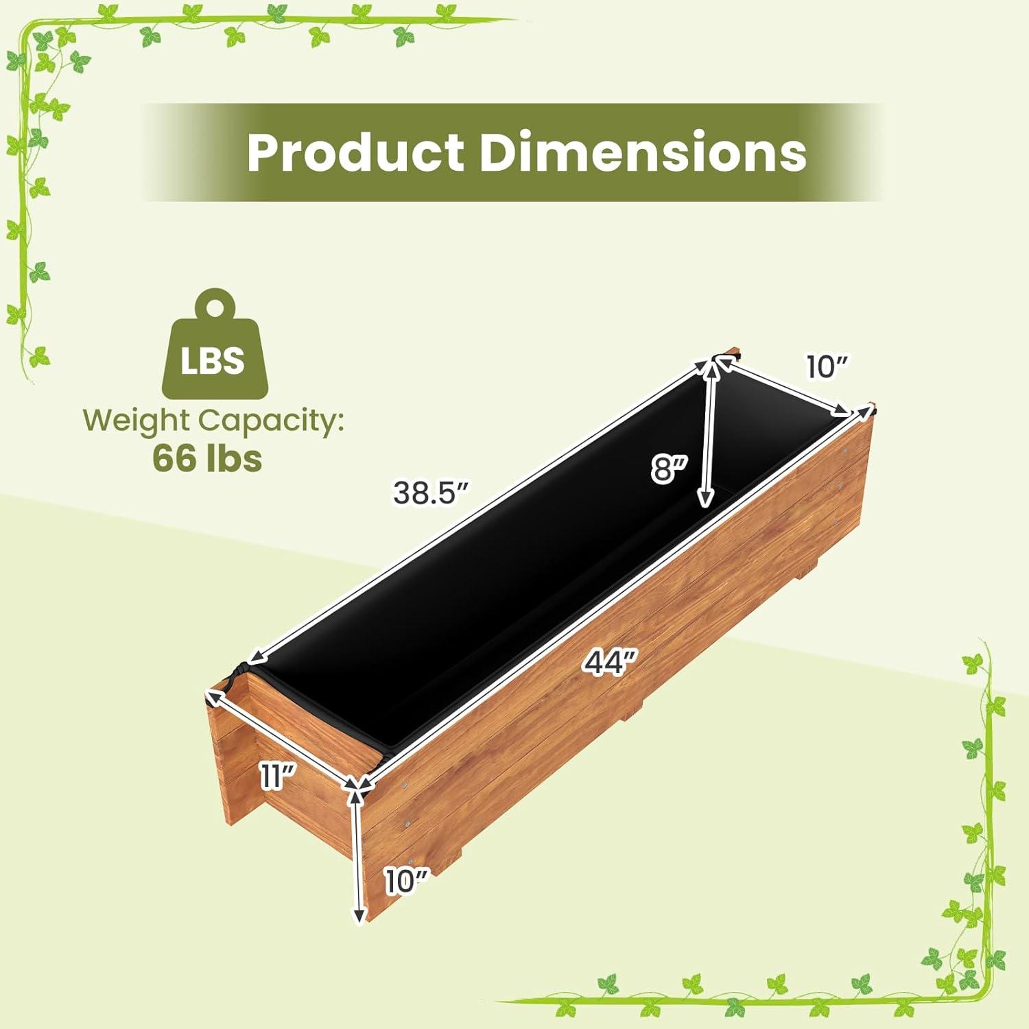 image:imageGiantex Wooden Raised Garden Bed w 5 Drainage Holes Elevated Rectangular Outdoor Planter Box for Flowers Herbs Vegetables Wood Gardening Container for Patio Garden Yard Balcony 36 x 16 x 152