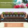 Giantex Wooden Raised Garden Bed w/ 5 Drainage Holes, Elevated Rectangular Outdoor Planter Box for Flowers Herbs Vegetables, Wood Gardening Container for Patio Garden Yard Balcony, 36” x 16” x 15”(2)