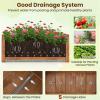 Giantex Wooden Raised Garden Bed w/ 5 Drainage Holes, Elevated Rectangular Outdoor Planter Box for Flowers Herbs Vegetables, Wood Gardening Container for Patio Garden Yard Balcony, 36” x 16” x 15”(1)