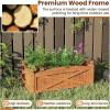 Giantex Wooden Raised Garden Bed w/ 5 Drainage Holes, Elevated Rectangular Outdoor Planter Box for Flowers Herbs Vegetables, Wood Gardening Container for Patio Garden Yard Balcony, 36” x 16” x 15”(1)