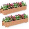 Giantex Wooden Raised Garden Bed w/ 5 Drainage Holes, Elevated Rectangular Outdoor Planter Box for Flowers Herbs Vegetables, Wood Gardening Container for Patio Garden Yard Balcony, 36” x 16” x 15”(2)