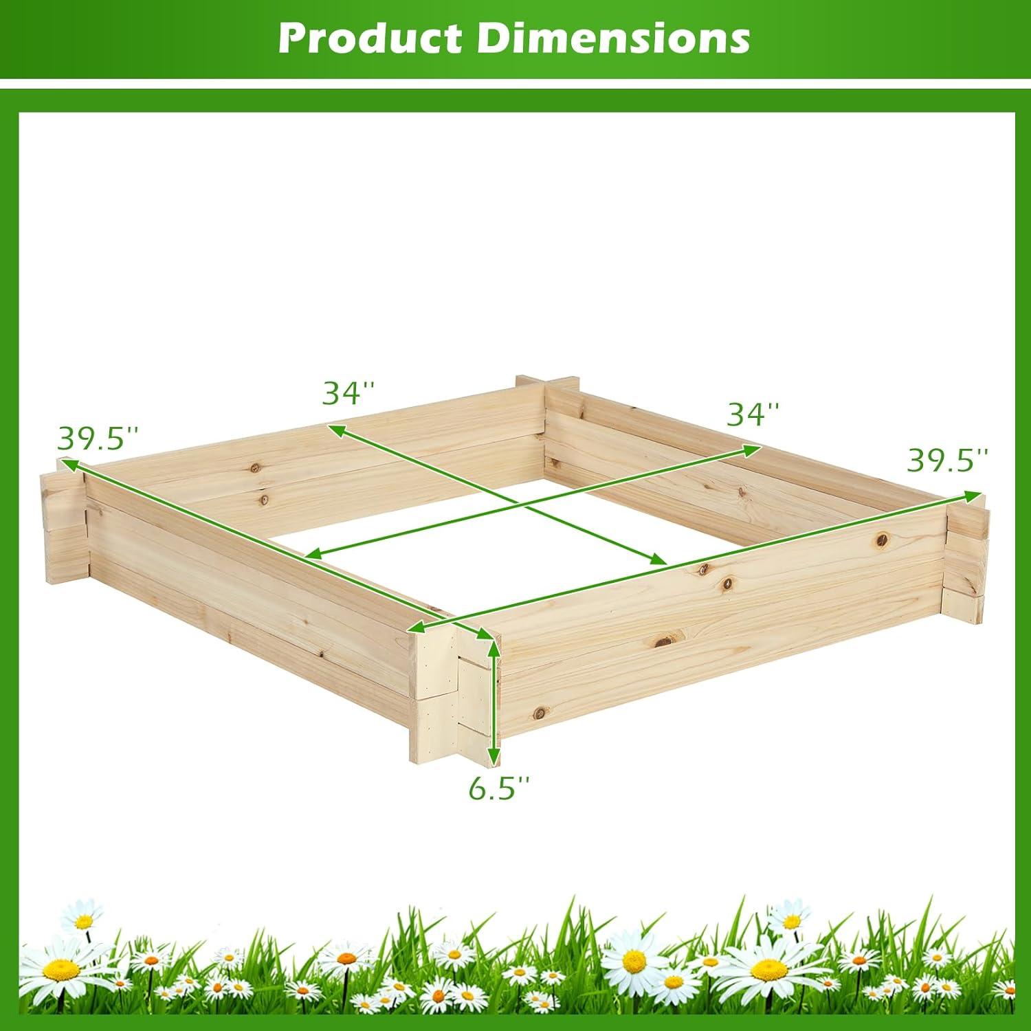 image:imageGiantex 3Tier Raised Garden Bed Tiered Planter Box wOpenEnded Base Fir Wood Elevated Raised Beds for Gardening Vegetable Flower Herb Fruit Perfect for Patio Lawn Backyard395Lx 395Wx 65H