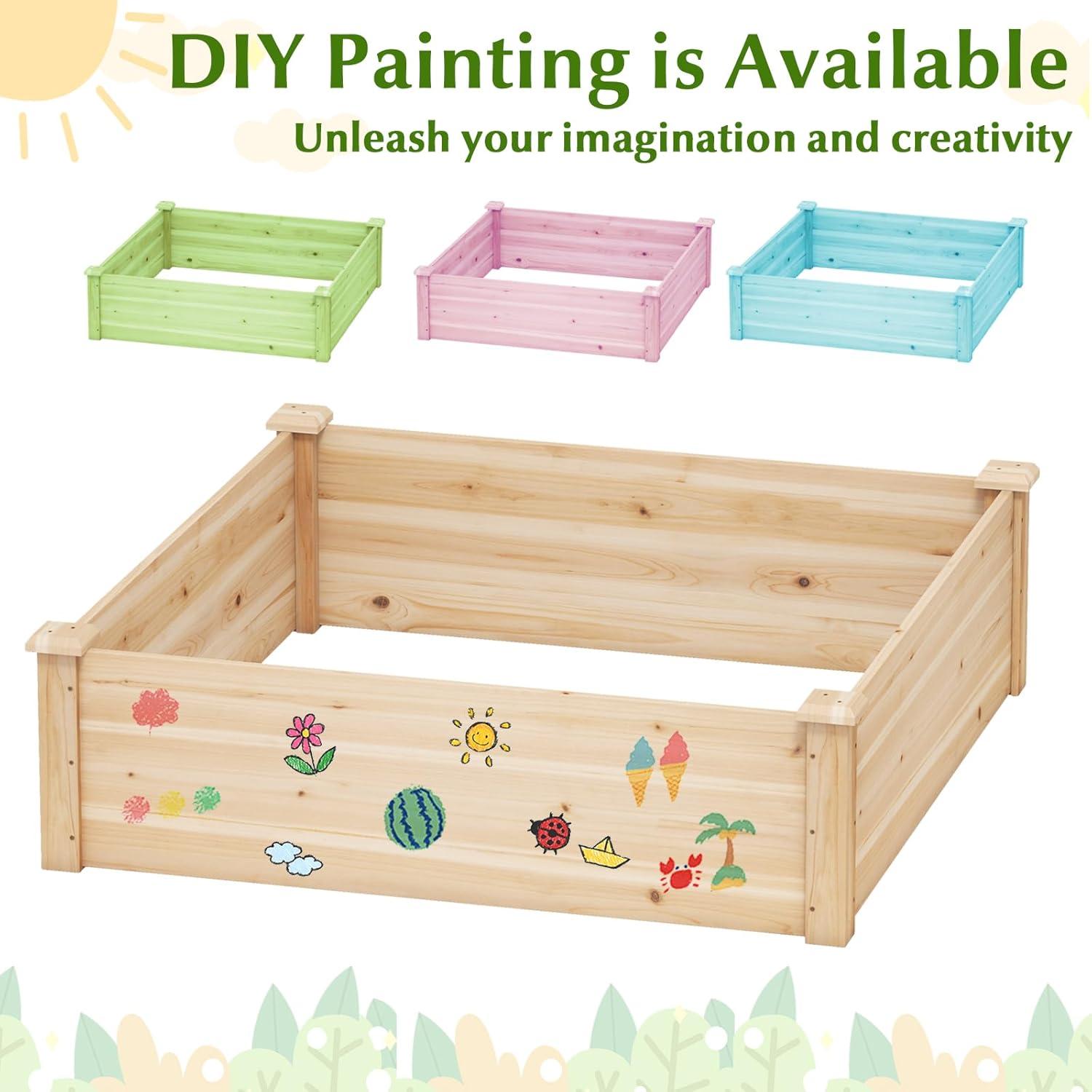 image:imageGiantex 3Tier Raised Garden Bed Tiered Planter Box wOpenEnded Base Fir Wood Elevated Raised Beds for Gardening Vegetable Flower Herb Fruit Perfect for Patio Lawn Backyard40Lx40Wx12H