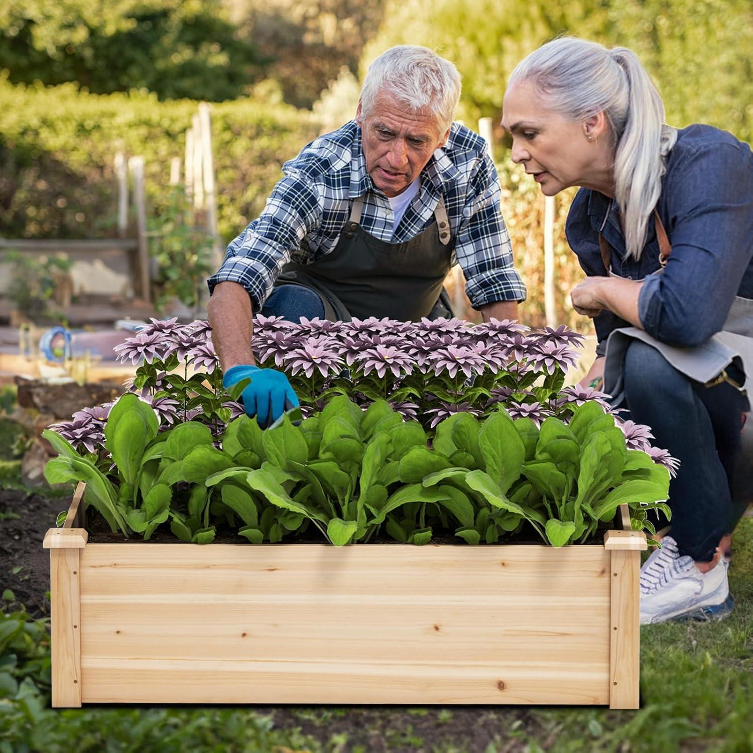 image:imageGiantex 3Tier Raised Garden Bed Tiered Planter Box wOpenEnded Base Fir Wood Elevated Raised Beds for Gardening Vegetable Flower Herb Fruit Perfect for Patio Lawn Backyard40Lx40Wx12H