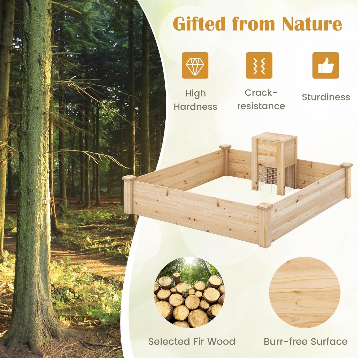 image:imageGiantex 3Tier Raised Garden Bed Tiered Planter Box wOpenEnded Base Fir Wood Elevated Raised Beds for Gardening Vegetable Flower Herb Fruit Perfect for Patio Lawn Backyard49Lx49Wx10H