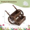 Giantex Wooden Wagon Planter Box, Rustic Garden Planter with Wheels, Handles & Drainage Holes for Flowers Herbs Vegetables, Indoor Outdoor Decorative Flower Cart for Patio Balcony (1)(25″L x 21.5″W x 20″H)