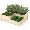 Giantex 3-Tier Raised Garden Bed, Tiered Planter Box w/Open-Ended Base, Fir Wood Elevated Raised Beds for Gardening, Vegetable Flower Herb Fruit, Perfect for Patio, Lawn, Backyard(43″Lx35″Wx14.5″H)