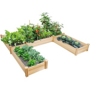 Giantex 3-Tier Raised Garden Bed, Tiered Planter Box w/Open-Ended Base, Fir Wood Elevated Raised Beds for Gardening, Vegetable Flower Herb Fruit, Perfect for Patio, Lawn, Backyard(92.5″Lx95″Wx11″H)