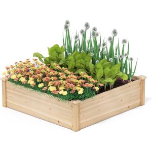 Giantex 3-Tier Raised Garden Bed, Tiered Planter Box w/Open-Ended Base, Fir Wood Elevated Raised Beds for Gardening, Vegetable Flower Herb Fruit, Perfect for Patio, Lawn, Backyard(40″Lx40″Wx12″H)