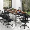 Giantex 6 FT Conference Table for 8-10 People, Modern 71″ L x 35.5″ W Large Meeting Table with Metal Frames, Rectangle Conference Room Table with Cable Grommet for Office, Boardroom, Rustic Brown(1)