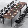 Giantex 6 FT Conference Table for 8-10 People, Modern 71″ L x 35.5″ W Large Meeting Table with Metal Frames, Rectangle Conference Room Table with Cable Grommet for Office, Boardroom, Rustic Brown(2)