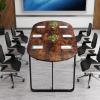 Giantex 71″ Conference Table, Large Oval Meeting Table with Cable Management Grommet, Sturdy Metal Legs, Industrial Business Training Seminar Desk for Office Conference Room Boardroom