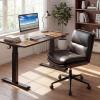 Giantex Armless Office Chair with Wheels, PU Leather Height Adjustable Vanity Chair w/Curved Backrest, Mid-Back Criss Cross 360° Swivel Ergonomic Computer Desk Chair for Home Office & Bedroom (White)(Black)