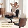 Giantex Armless Office Chair with Wheels, PU Leather Height Adjustable Vanity Chair w/Curved Backrest, Mid-Back Criss Cross 360° Swivel Ergonomic Computer Desk Chair for Home Office & Bedroom (White)(Black)