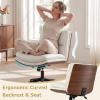 Giantex Armless Office Chair with Wheels, PU Leather Height Adjustable Vanity Chair w/Curved Backrest, Mid-Back Criss Cross 360° Swivel Ergonomic Computer Desk Chair for Home Office & Bedroom (White)(White)