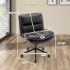 Giantex Armless Office Chair with Wheels, PU Leather Height Adjustable Vanity Chair w/Curved Backrest, Mid-Back Criss Cross 360° Swivel Ergonomic Computer Desk Chair for Home Office & Bedroom (White)(Black)