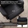 Giantex Criss Cross Chair with Armrests & Wheels, Cat Scratch Leather Makeup Vanity Chair with Rocking Backrest & Removable Cushion, Adjustable Swivel Computer Office Desk Chair for Bedroom, Black