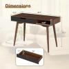 Giantex Mid Century Modern Desk, 42.5″ Vintage Computer Desk with Storage Drawer & Rubber Wood Legs, Makeup Vanity Table, Wood Computer Workstation, Small Writing Desk for Bedroom, Small Space, Walnut