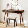 Giantex Mid Century Modern Desk, 42.5″ Vintage Computer Desk with Storage Drawer & Rubber Wood Legs, Makeup Vanity Table, Wood Computer Workstation, Small Writing Desk for Bedroom, Small Space, Walnut