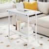 Giantex Rolling Computer Desk, Mobile Portable Desk with Keyboard Tray & Wheels, Laptop PC Table Cart with Shelf & Hooks, Industrial Small Desk for Small Spaces, Home Office, Bedroom, White(White)