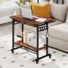 Giantex Rolling Computer Desk, Mobile Portable Desk with Keyboard Tray & Wheels, Laptop PC Table Cart with Shelf & Hooks, Industrial Small Desk for Small Spaces, Home Office, Bedroom, White(Rustic Brown)