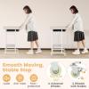 Giantex Rolling Computer Desk, Mobile Portable Desk with Keyboard Tray & Wheels, Laptop PC Table Cart with Shelf & Hooks, Industrial Small Desk for Small Spaces, Home Office, Bedroom, White(White)