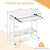 Giantex Rolling Computer Desk, Mobile Portable Desk with Keyboard Tray & Wheels, Laptop PC Table Cart with Shelf & Hooks, Industrial Small Desk for Small Spaces, Home Office, Bedroom, White(White)