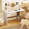 Giantex Small Desk with Bookshelf, 44 Inch Modern Computer Desk for Small Spaces, Laptop PC Desk, Vanity Table for Bedroom, Study Writing Desk for Home Office (White+Natural)(White+natural)
