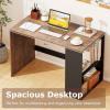 Giantex Small Desk with Bookshelf, 44 Inch Modern Computer Desk for Small Spaces, Laptop PC Desk, Vanity Table for Bedroom, Study Writing Desk for Home Office (White+Natural)(Black+rustic Brown)