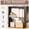 Giantex Small Desk with Bookshelf, 44 Inch Modern Computer Desk for Small Spaces, Laptop PC Desk, Vanity Table for Bedroom, Study Writing Desk for Home Office (White+Natural)(Black+rustic Brown)