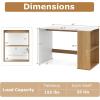 Giantex Small Desk with Bookshelf, 44 Inch Modern Computer Desk for Small Spaces, Laptop PC Desk, Vanity Table for Bedroom, Study Writing Desk for Home Office (White+Natural)(White+natural)