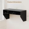 Giantex Wall-Mounted Computer Desk, Floating Laptop Desk with 3 Storage Compartments, Space-Saving Home Office Workstation Vanity Table for Bedroom, Study, Living Room (Black)(Black)
