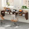 Giantex Wall-Mounted Computer Desk, Floating Laptop Desk with 3 Storage Compartments, Space-Saving Home Office Workstation Vanity Table for Bedroom, Study, Living Room (Black)(Rustic Brown)