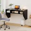 Giantex Wall-Mounted Computer Desk, Floating Laptop Desk with 3 Storage Compartments, Space-Saving Home Office Workstation Vanity Table for Bedroom, Study, Living Room (Black)(Black)