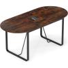 Giantex 71″ Conference Table, Large Oval Meeting Table with Cable Management Grommet, Sturdy Metal Legs, Industrial Business Training Seminar Desk for Office Conference Room Boardroom