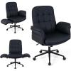 Giantex Criss Cross Chair with Armrests & Wheels, Cat Scratch Leather Makeup Vanity Chair with Rocking Backrest & Removable Cushion, Adjustable Swivel Computer Office Desk Chair for Bedroom, Black