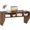Giantex Wall-Mounted Computer Desk, Floating Laptop Desk with 3 Storage Compartments, Space-Saving Home Office Workstation Vanity Table for Bedroom, Study, Living Room (Black)(Rustic Brown)