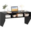 Giantex Wall-Mounted Computer Desk, Floating Laptop Desk with 3 Storage Compartments, Space-Saving Home Office Workstation Vanity Table for Bedroom, Study, Living Room (Black)(Black)