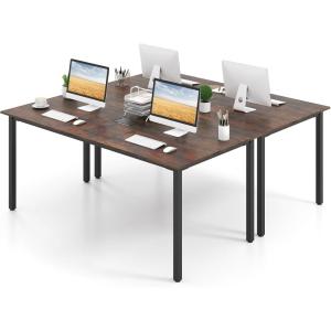Giantex 6 FT Conference Table for 8-10 People, Modern 71″ L x 35.5″ W Large Meeting Table with Metal Frames, Rectangle Conference Room Table with Cable Grommet for Office, Boardroom, Rustic Brown(2)