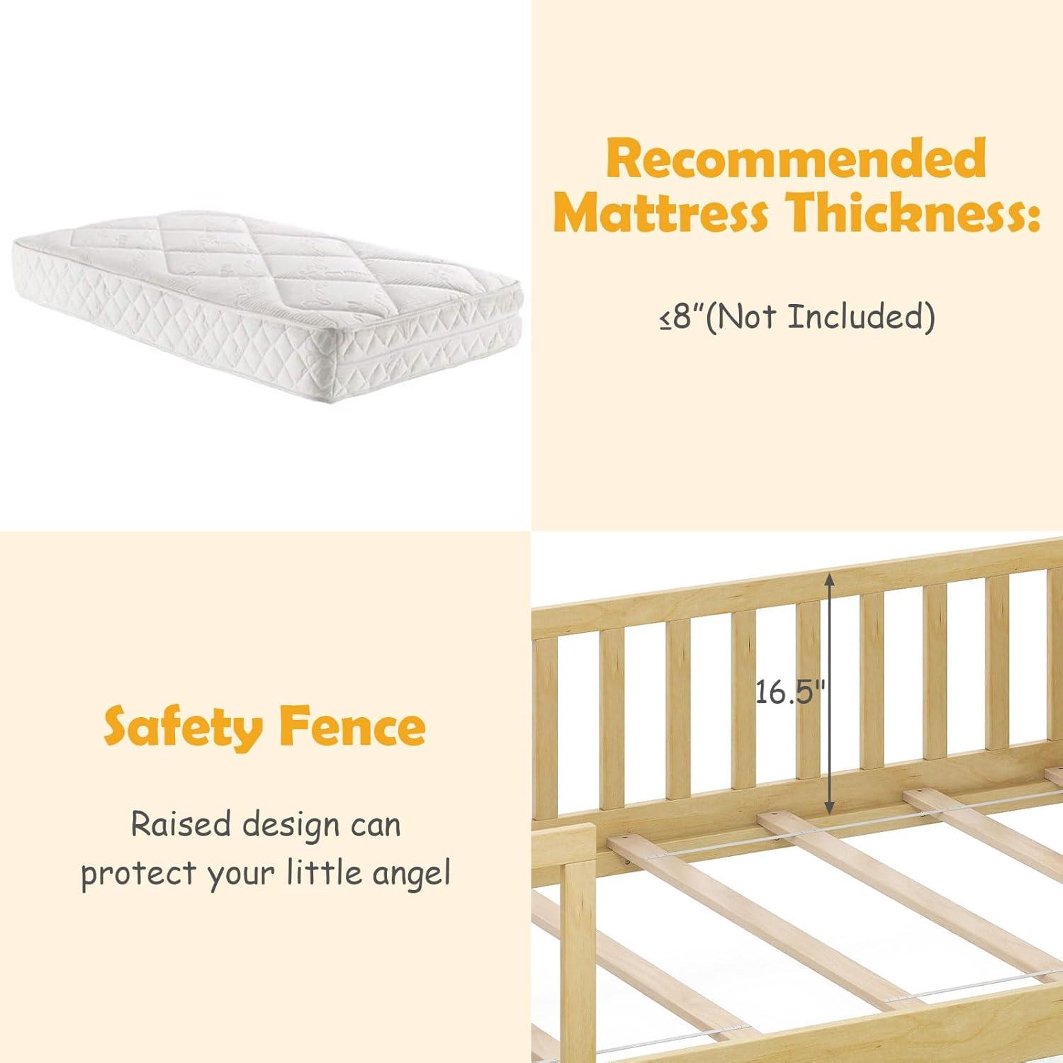 image:imageGiantex Full House Bed with Drawers Wooden Full Size Bed Frame with Cube Storage amp Fence Rails Montessori Beds for Kids Boys Girls Bedroom Living Room No Box Spring Needed NaturalNatural