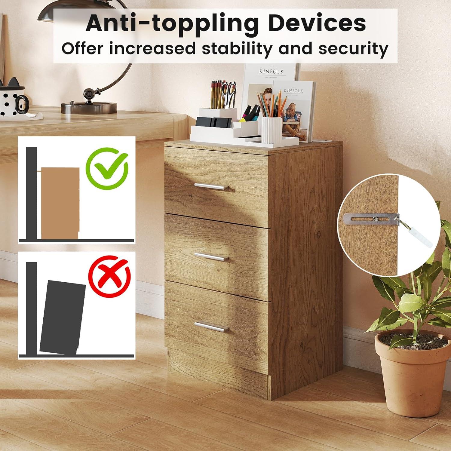 image:imageGiantex Night Stand Set 2 with Charging Station 26 Tall Side End Table w3 Storage Drawers Wooden Nightstand Chest of Drawers Wood Dresser for Bedroom Office 2 NaturalNatural
