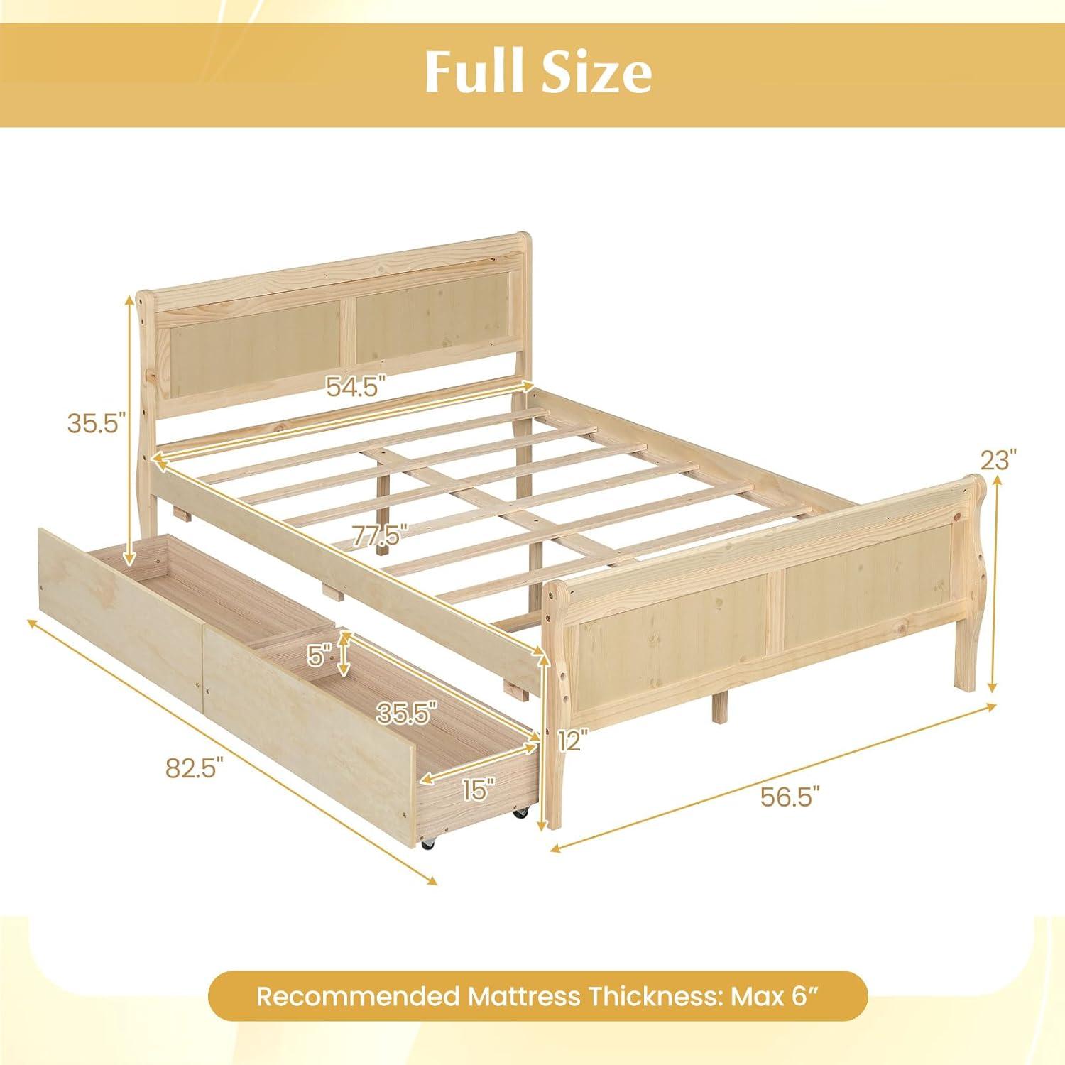 image:imageGiantex Twin Bed with 2 Storage Drawers Wood Platform Bed with Headboard amp Footboard Wooden Slats Support Mattress Foundation Twin Bed Frames for Kids Teens Adults No Box Spring Needed GreyNatural