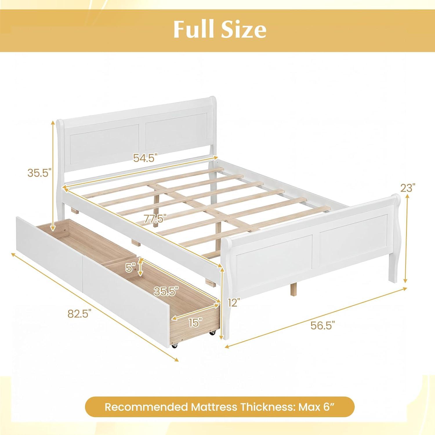 image:imageGiantex Twin Bed with 2 Storage Drawers Wood Platform Bed with Headboard amp Footboard Wooden Slats Support Mattress Foundation Twin Bed Frames for Kids Teens Adults No Box Spring Needed GreyWhite