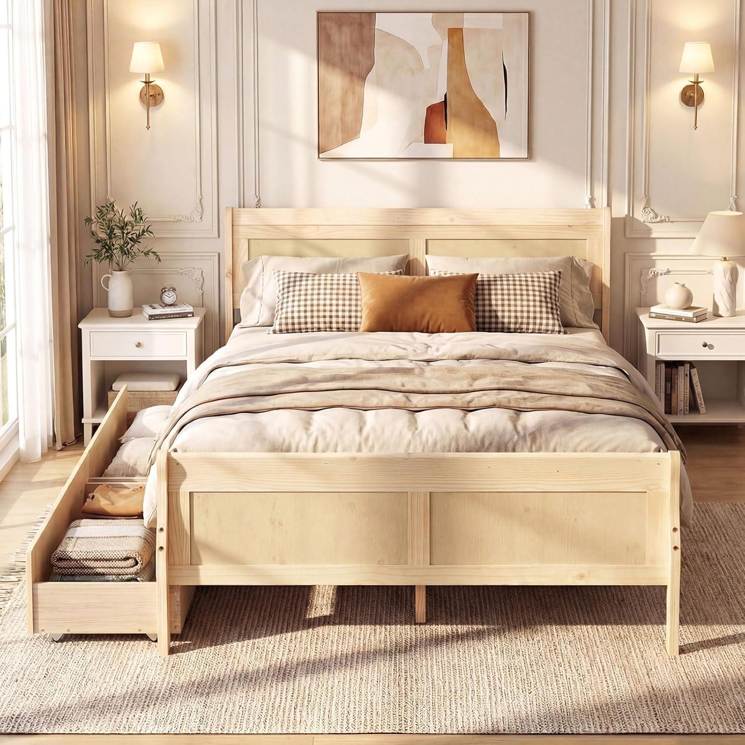 image:imageGiantex Twin Bed with 2 Storage Drawers Wood Platform Bed with Headboard amp Footboard Wooden Slats Support Mattress Foundation Twin Bed Frames for Kids Teens Adults No Box Spring Needed GreyNatural