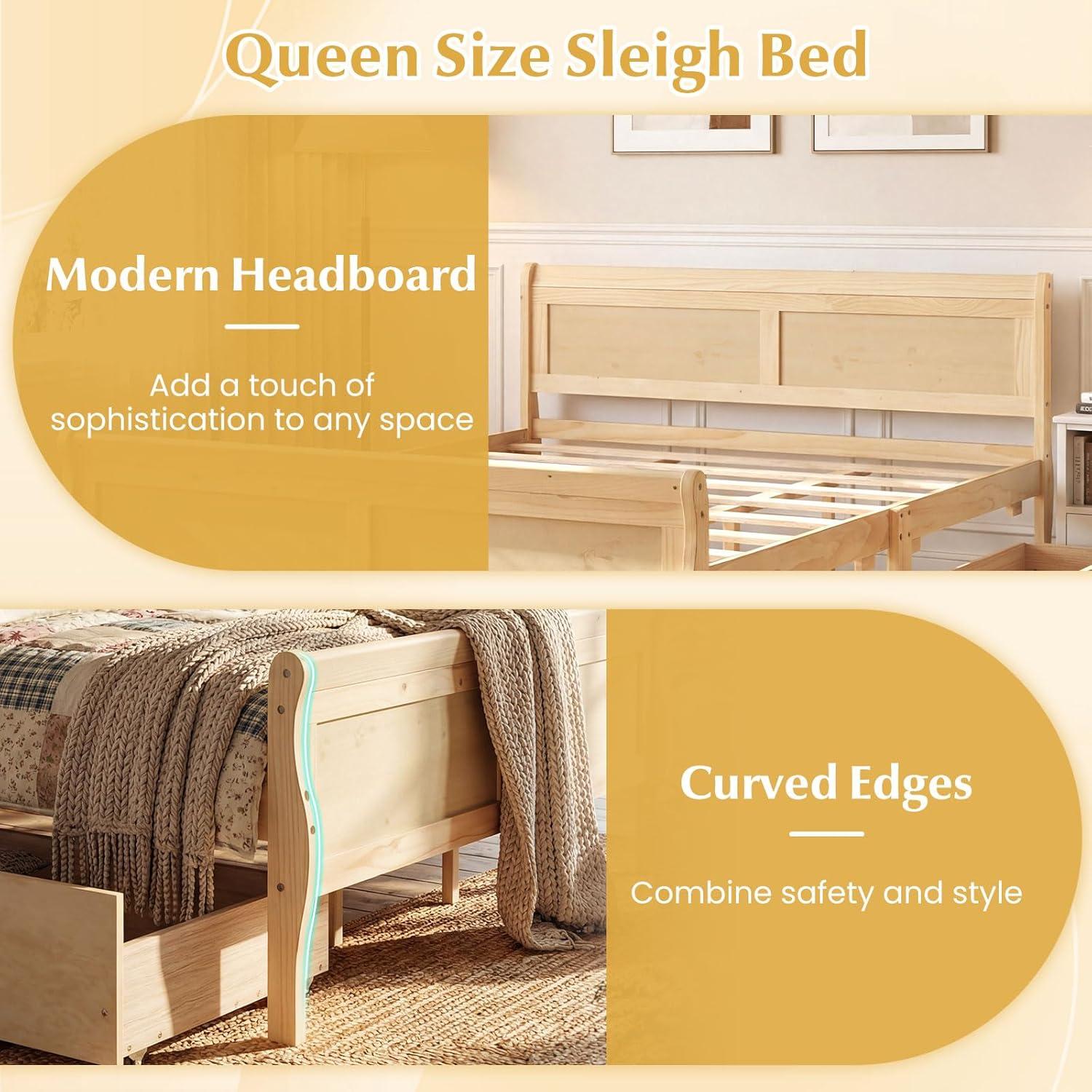 image:imageGiantex Twin Bed with 2 Storage Drawers Wood Platform Bed with Headboard amp Footboard Wooden Slats Support Mattress Foundation Twin Bed Frames for Kids Teens Adults No Box Spring Needed GreyNatural