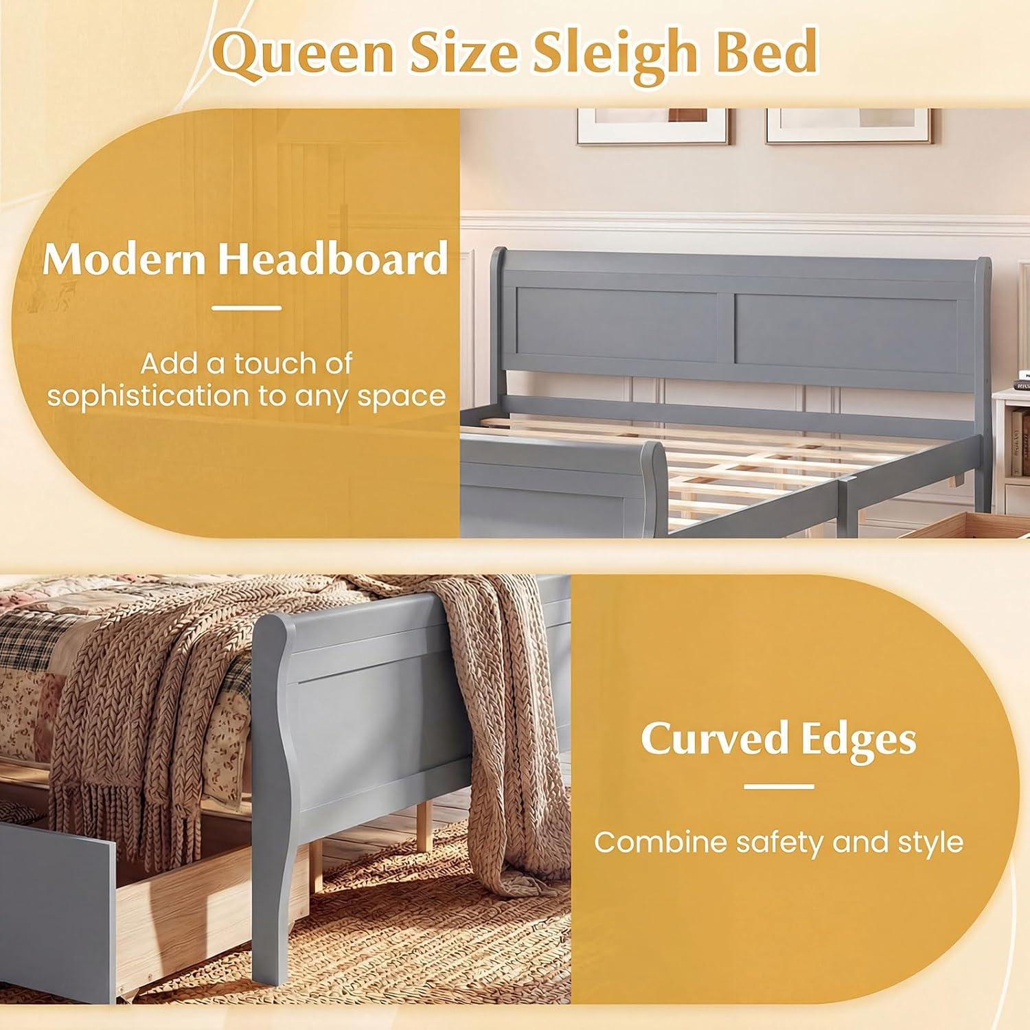 image:imageGiantex Twin Bed with 2 Storage Drawers Wood Platform Bed with Headboard amp Footboard Wooden Slats Support Mattress Foundation Twin Bed Frames for Kids Teens Adults No Box Spring Needed GreyGrey