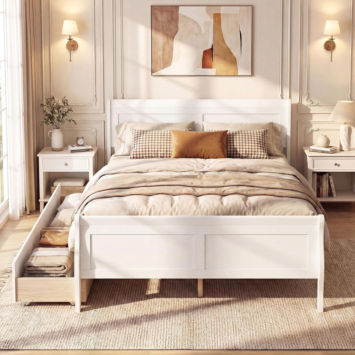 image:imageGiantex Twin Bed with 2 Storage Drawers Wood Platform Bed with Headboard amp Footboard Wooden Slats Support Mattress Foundation Twin Bed Frames for Kids Teens Adults No Box Spring Needed GreyWhite