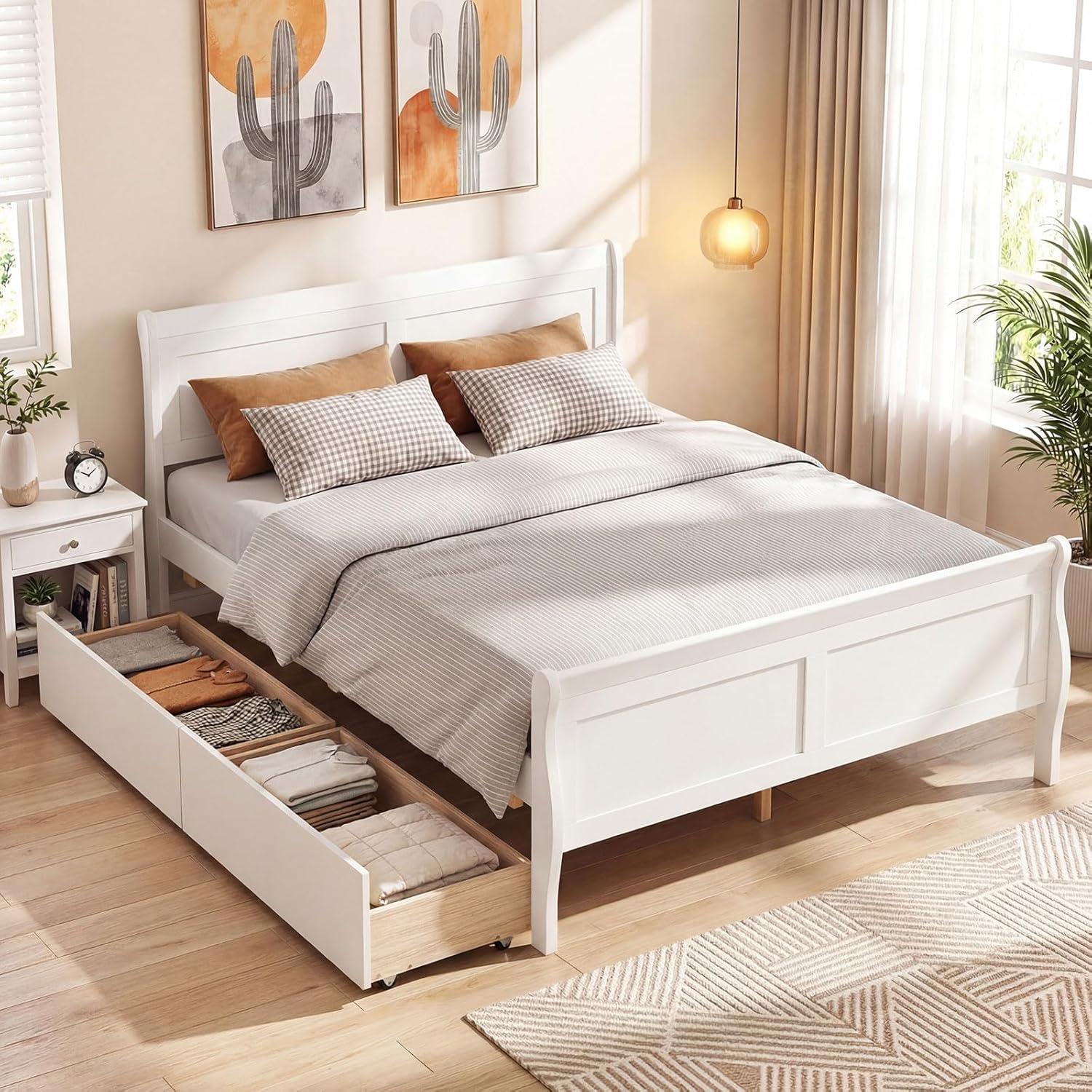 image:imageGiantex Twin Bed with 2 Storage Drawers Wood Platform Bed with Headboard amp Footboard Wooden Slats Support Mattress Foundation Twin Bed Frames for Kids Teens Adults No Box Spring Needed GreyWhite