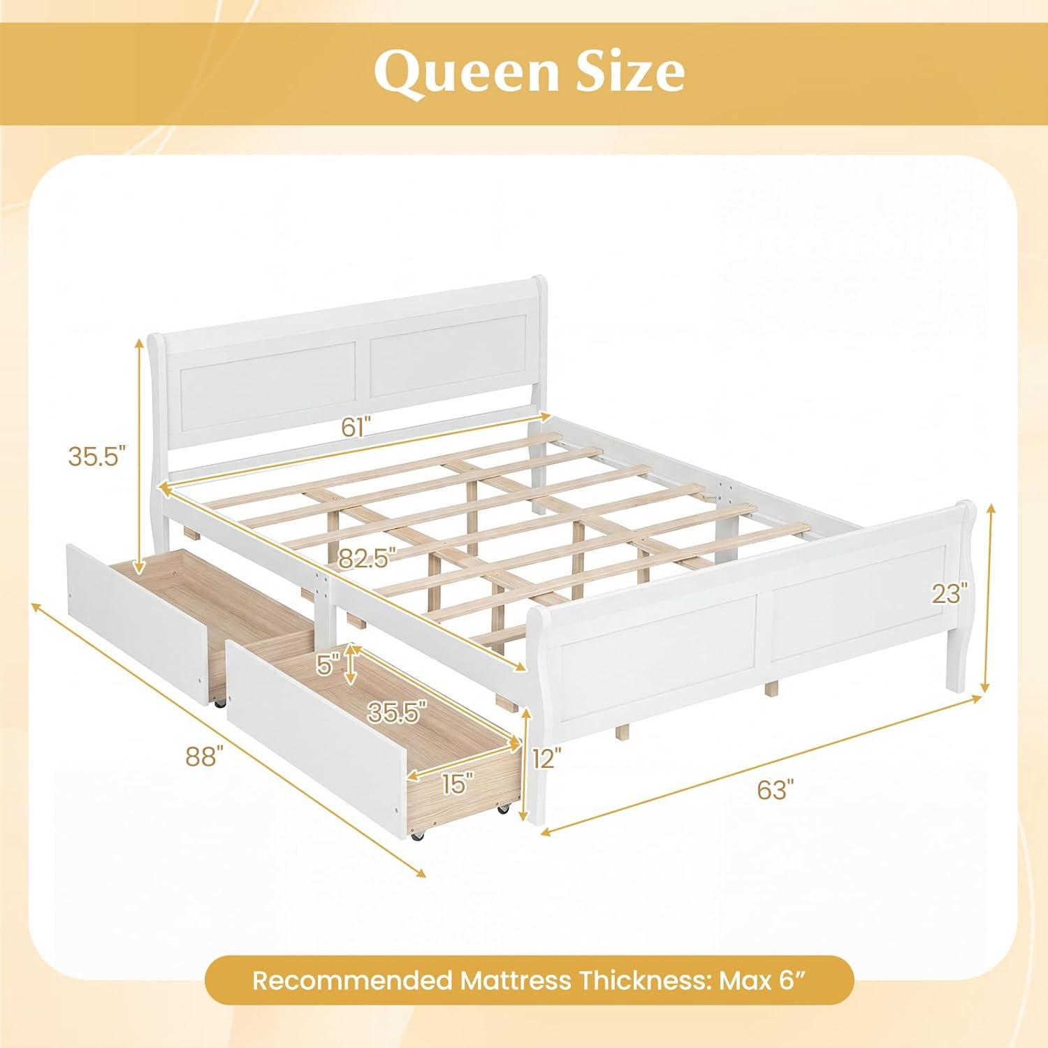 image:imageGiantex Twin Bed with 2 Storage Drawers Wood Platform Bed with Headboard amp Footboard Wooden Slats Support Mattress Foundation Twin Bed Frames for Kids Teens Adults No Box Spring Needed GreyWhite