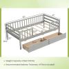 Giantex Full House Bed with Drawers, Wooden Full Size Bed Frame with Cube Storage & Fence Rails, Montessori Beds for Kids Boys Girls, Bedroom, Living Room, No Box Spring Needed, Natural(Grey)